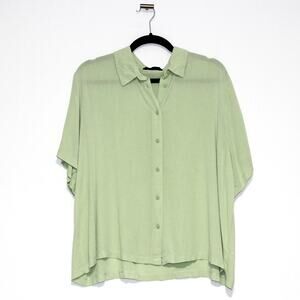 Defacto Green Button Down Blouse Short Sleeve Size 3XL